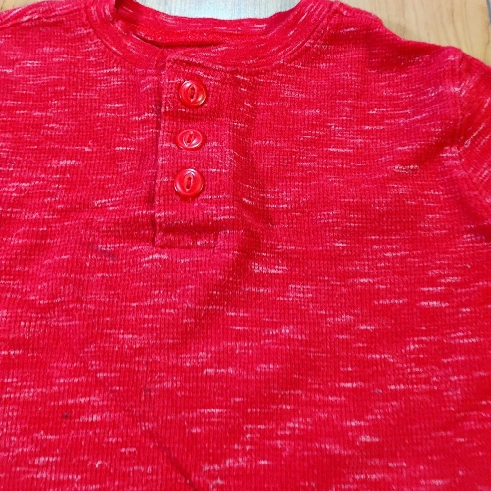 Oshkosh B'gosh Boy's Size 5T Red Qtr Button Thermal Long Sleeve Tee Shirt